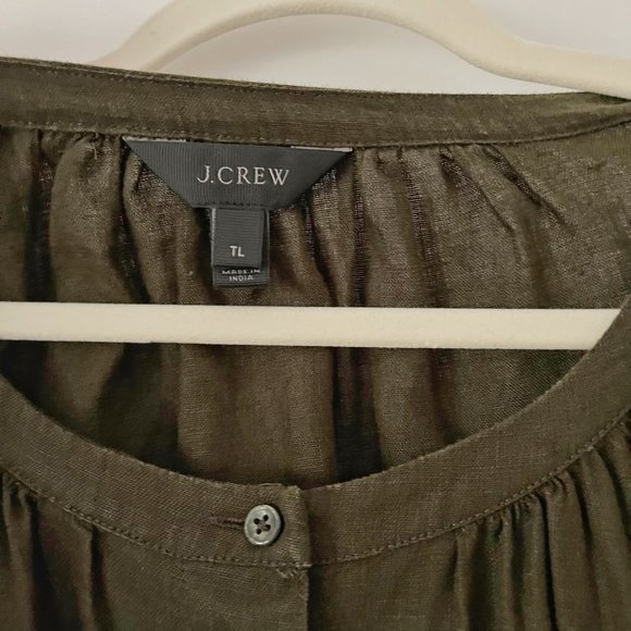J. Crew Circle Eyelet Cut Out 100% Linen Blouse in Dark Moss Size Large … - Picture 3 of 6